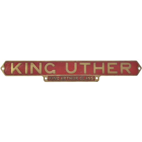 407 - A nameplate, KING UTHER, with KING ARTHUR CLASS appendage below, from a London & South Western Railw... 