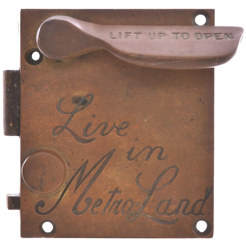 419 - A Metropolitan Railway carriage door lock, inscribed LIVE IN METROLAND, used on the company's loco-h... 