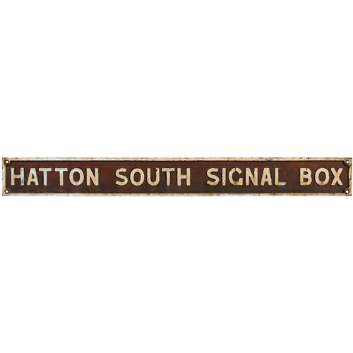 421 - A GWR nameboard, HATTON SOUTH SIGNAL BOX, from the Leamington Spa to Solihull section of the GWR mai... 