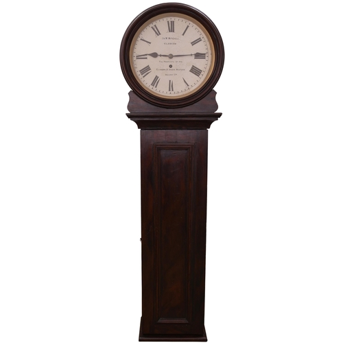 427 - A Glasgow and South Western Railway wight driven long case clock, with pine case, used at Cumnock st... 