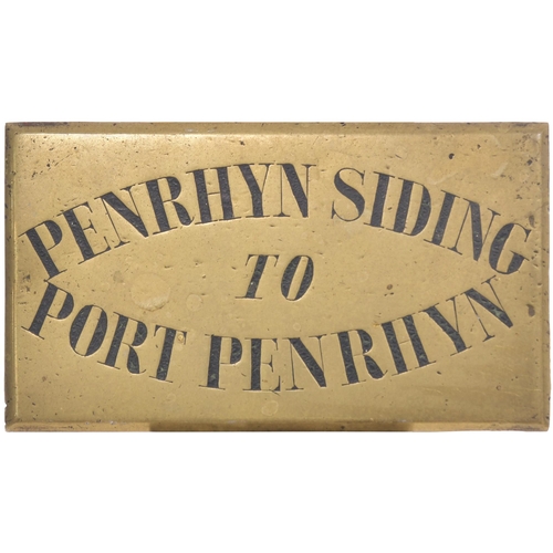 439 - A plate from a staff and ticket box, PENRHYN SIDING-PORT PENRHYN, from the Penrhyn Quarry Railway ne... 