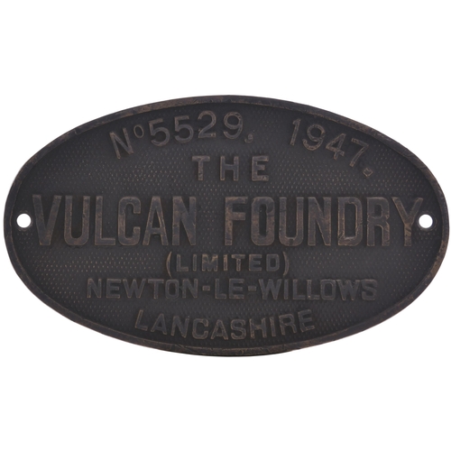 447 - A worksplate, VULCAN FOUNDRY, 5529, 1947, from a LNER B1 Class 4-6-0 No 1171 which became BR 61171. ... 