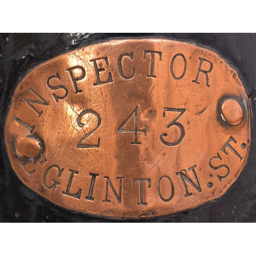 6 - A Caledonian Railway three aspect handlamp, with an oval copper plate, INSPECTOR, EGLINTON STREET 24... 