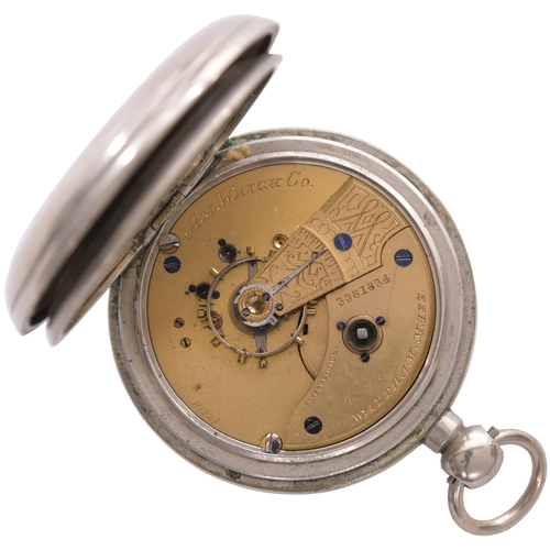 79 - A Hull & Barnsley Railway key wound pocket watch by the American Watch Co, Waltham, Mass, the back m... 