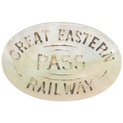 89 - A director's pass, GREAT EASTERN RAILWAY, PASS, HORATIO LOVE ESQ, DIRECTOR, mother of pearl, 1⅜