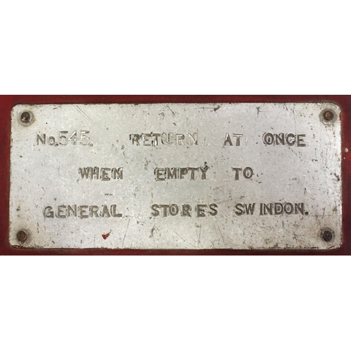 104 - BR(W) emergency fog detonator tin, complete with alloy plate, Return to General Stores Swindon, and ... 