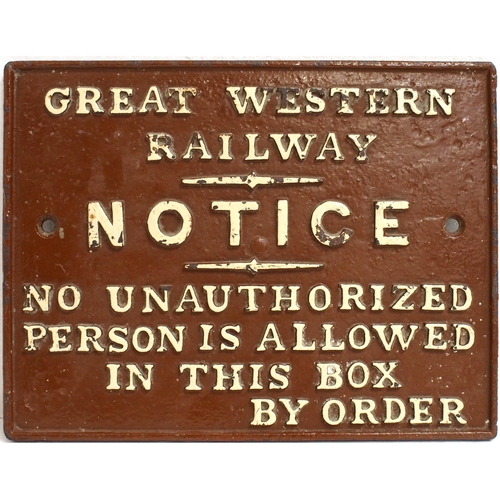 118 - GWR signal box door notice, cast iron, 11
