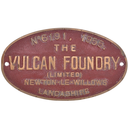 139 - Worksplate, Vulcan, 6191, 1955, from Indian broad gauge WL Pacific 15003, cast brass, 9