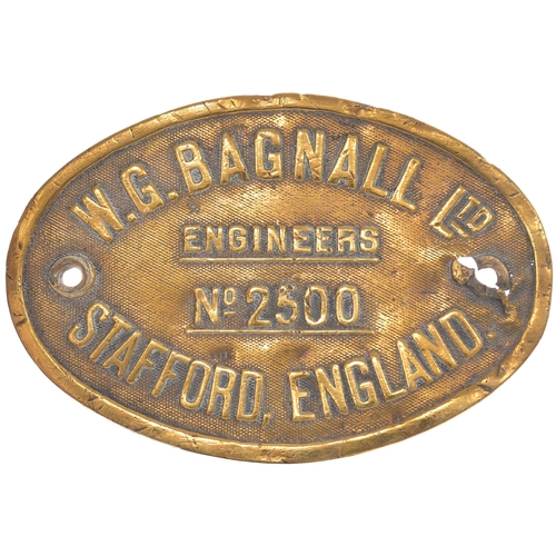 141 - Worksplate, Bagnall, 2500, from an all India metre gauge 2-8-0 No 32000 built 1934, cast brass, 8