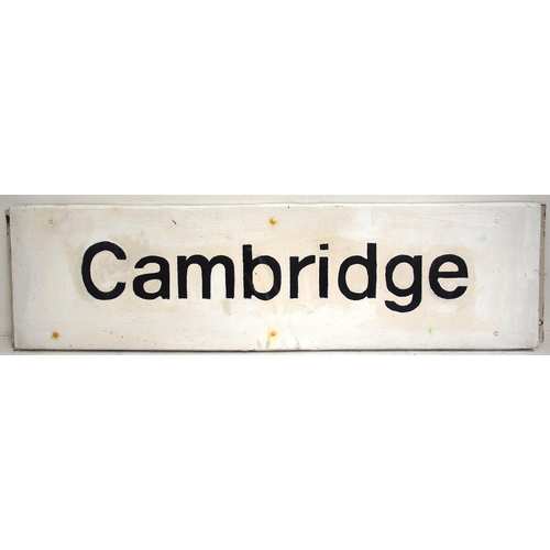 155 - BR signs, CAMBRIDGE, also SLEAFORD, heavily repainted and mounted on boards. (2) (Dispatch by Mailbo... 
