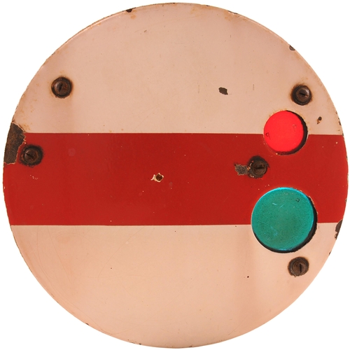 164 - Ground signal face plate, with cast iron fittings and red/blue aspects, also signal number AR 27, en... 