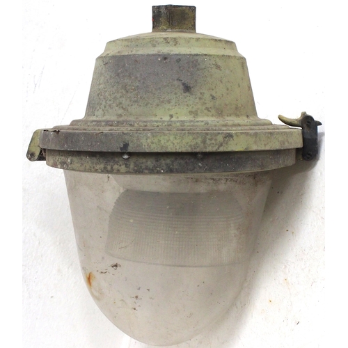 177 - Street lamp bracket, electric, pole mounted type, also a GEC lamp head complete with plastic globe. ... 