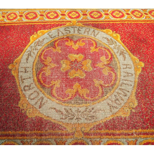 180 - North Eastern Railway rug, overall bright and fair condition for its age, 60
