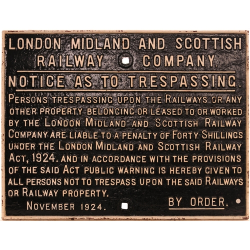 188 - LMS trespass notice, Nov 1924, cast iron, 27