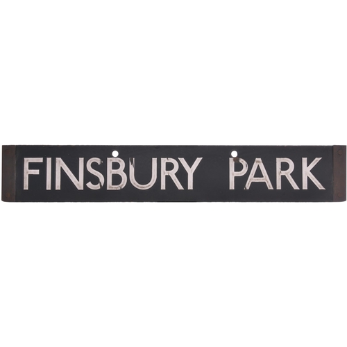 204 - LT cab plate, EUSTON-FINSBURY PARK, enamel, brass ends, length 25¼