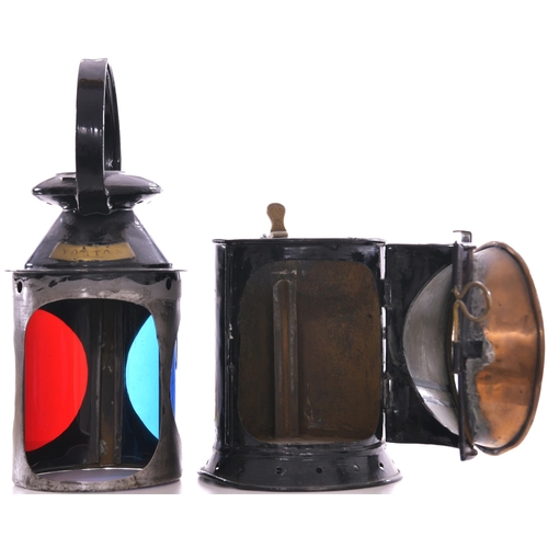 219 - Handlamps, (a) stamped LNWR YORTON COACHING + brass plate YORTON, lacks interior and top cover, (b) ... 