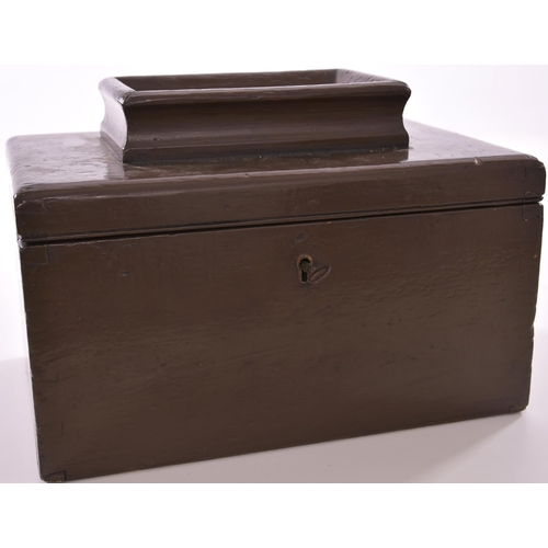 225 - Used train staff ticket box, wooden, brown paintwork, 12¼