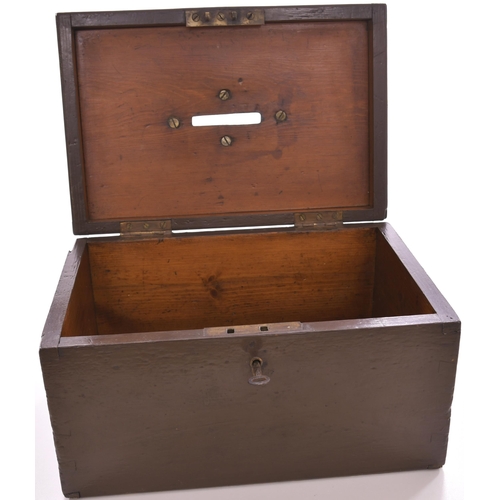 225 - Used train staff ticket box, wooden, brown paintwork, 12¼