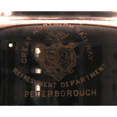 245 - Teapot, GNR Peterborough Refreshment Dept, coat of arms, complete, minor wear around the spout. Also... 