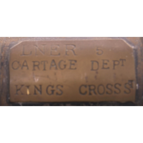 281 - LNER inspection lamp, brass plated LNER 9 ENGINEERS GUIDE BRIDGE and LNER on top and vessel, also ca... 