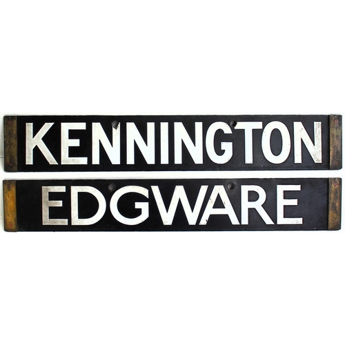 3 - LT cab  plate, KENNINGTON-EDGWARE, enamel with brass ends, good condition. (Dispatch by Mailboxes/Co... 