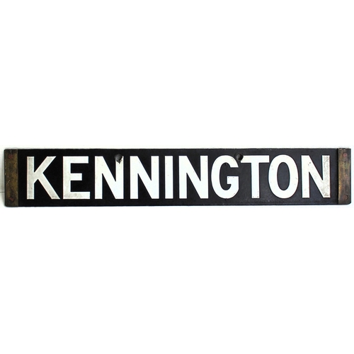 3 - LT cab  plate, KENNINGTON-EDGWARE, enamel with brass ends, good condition. (Dispatch by Mailboxes/Co... 
