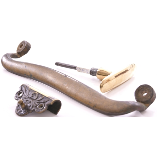 302 - Carriage door fittings, S(E)R grab handle (stamped), LSWR turn handle, MSJ&A strap holder (stamped).... 