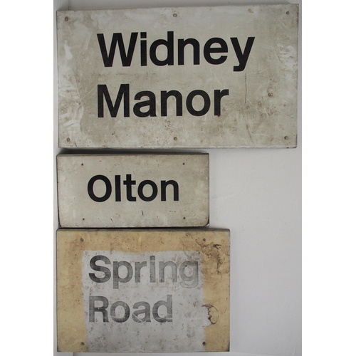 304 - British Rail station signs, OLTON, WIDNEY MANOR, SPRING ROAD, all BR corporate image style, screen p... 