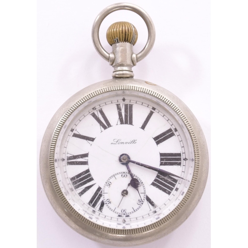 305 - Pocket watch by Lonville, engraved inside case 