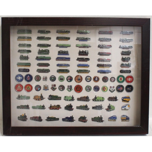 316 - Enamel presentation badges mounted in an attractive display, and framed, lacking pins. (94) (Dispatc... 