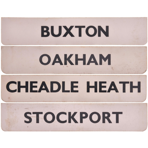 318 - BR(M) St Pancras destination plates, MILLERS DALE, STOCKPORT, CHEADLE HEATH, AMBERGATE, trafolite, 1... 