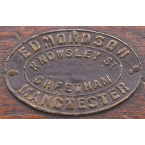 323 - Date press type in box, brass Edmondson plate on top, lacks linings and wood loss to rear.