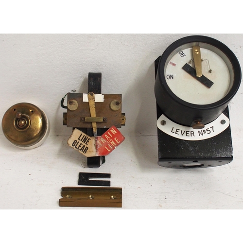 331 - BR(M) signal repeater on original stand, plated, LEVER No 57, free moving arm, also a large brass sw... 