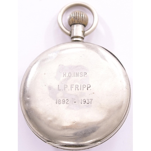 332 - Pocket watch, LBSCR 982, by Omega, full company name engraved on the inner cover, the back engraved ... 