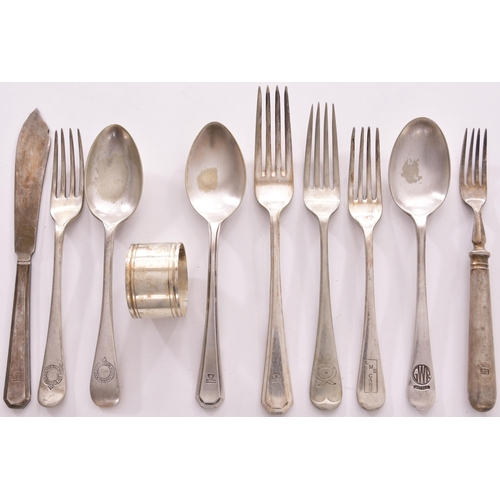 333 - Cutlery, including Highland Railway fork and spoon, GCR.N fork, Newhaven-Dieppe fork + LMS, GWR, Sea... 