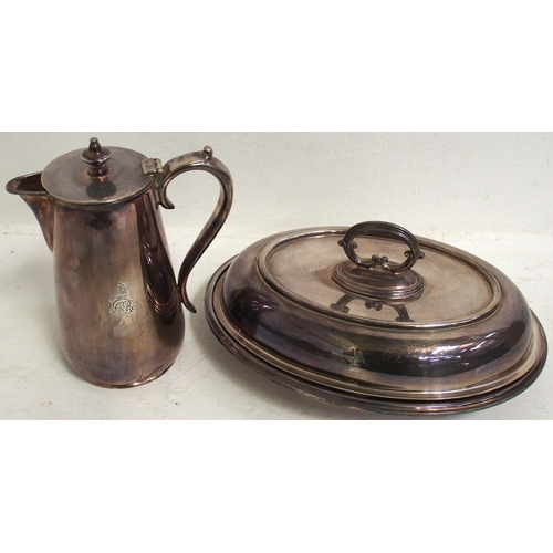 342 - Silverplate, Great Eastern Railway coffee pot by Elkington, LNWR meat dish 11