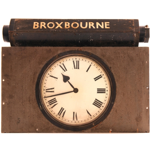 425 - BROXBOURNE, destination plate on tumbler, from the Liverpool Street departure indicator, length 26