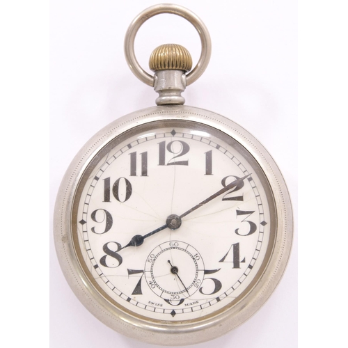 445 - Pocket watch, LMS 5159, with second hand dial, Arabic numerals, runs when wound.