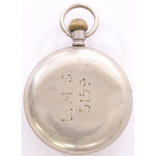 445 - Pocket watch, LMS 5159, with second hand dial, Arabic numerals, runs when wound.