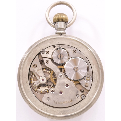 445 - Pocket watch, LMS 5159, with second hand dial, Arabic numerals, runs when wound.