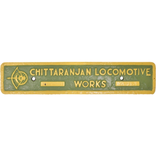 458 - Worksplates, CHITTARANJAN LOCOMOTIVE WORKS, a matching pair in English and Hindi, from WG 10305, eac... 