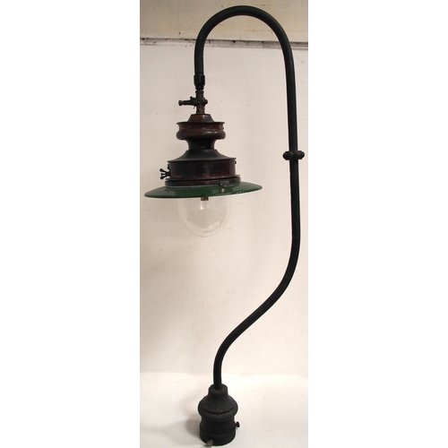 47 - BR(S) Sugg swan neck platform gas lamp, very good condition complete with globe, wired for a bayonet... 