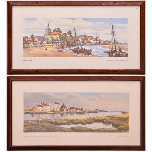 475 - Carriage prints, RIVER BLYTHE AT SOUTHWOLD, by Eric Scott + MALDON, by Henry Denham, both framed in ... 