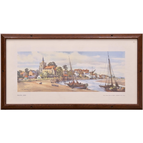 475 - Carriage prints, RIVER BLYTHE AT SOUTHWOLD, by Eric Scott + MALDON, by Henry Denham, both framed in ... 