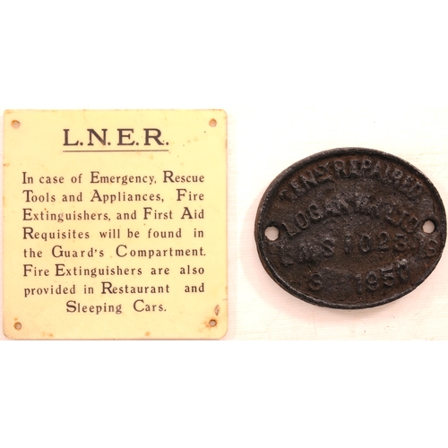 485 - LNER guards van notice, ivorine, 5¼