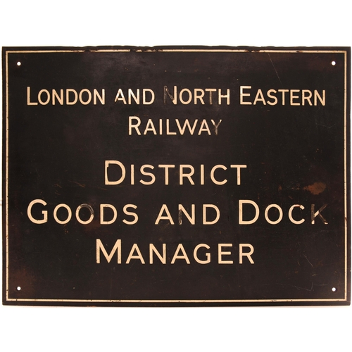 489 - Copper entrance plate, LNER DISTRICT GOODS AND DOCK MANAGER, 20