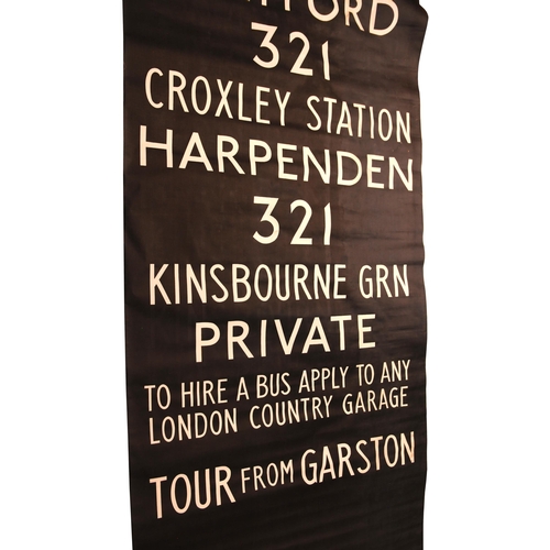 490 - LT bus blind, showing a wide range of destinations, including Railway Service.