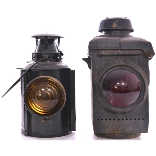 538 - Adlake signal lamp case, cast iron, no interior + Adlake signal lamp, steel, with interior. (2)