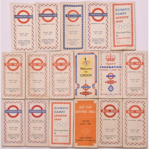 551 - LT pocket maps, mainly 1947, one 1940 noted + 1949 and early 1950s, most unused. (36)