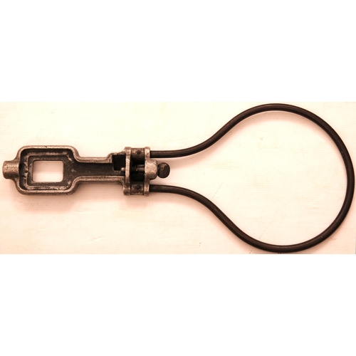 555 - GWR key token holder, aluminium, steel loop, complete with spring.